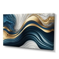Designart Abstract Geode Waves Blue I Canvas Wall Art