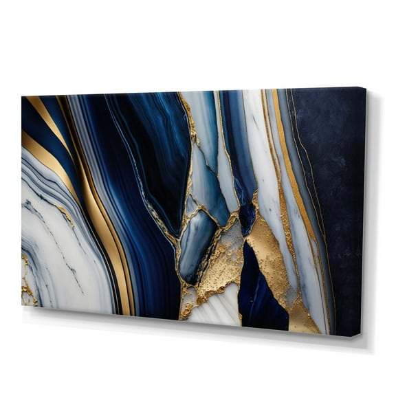 Designart Abstract Geode Waves Blue IV Canvas Wall Art