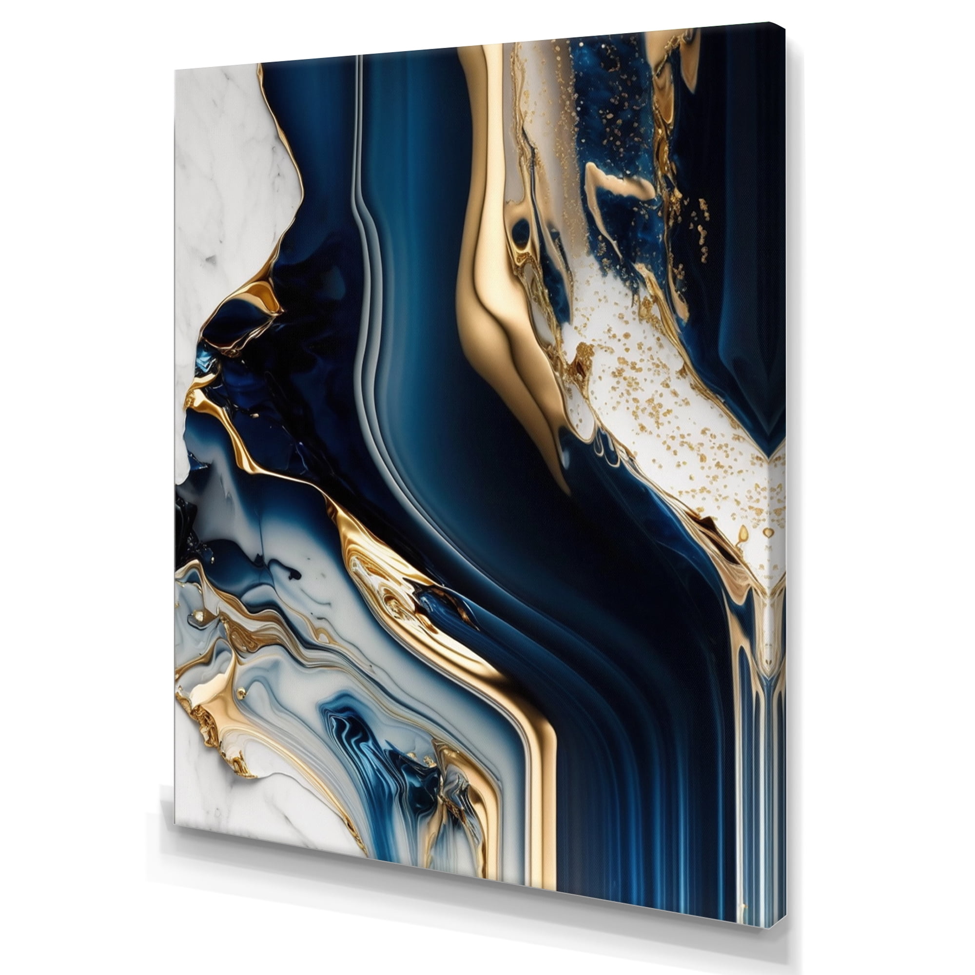 Designart Abstract Geode Waves Blue V Canvas Wall Art
