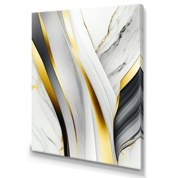 Designart Abstract Geode Waves Grey II Canvas Wall Art