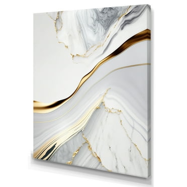 Designart Abstract Geode Waves Grey IV Canvas Wall Art