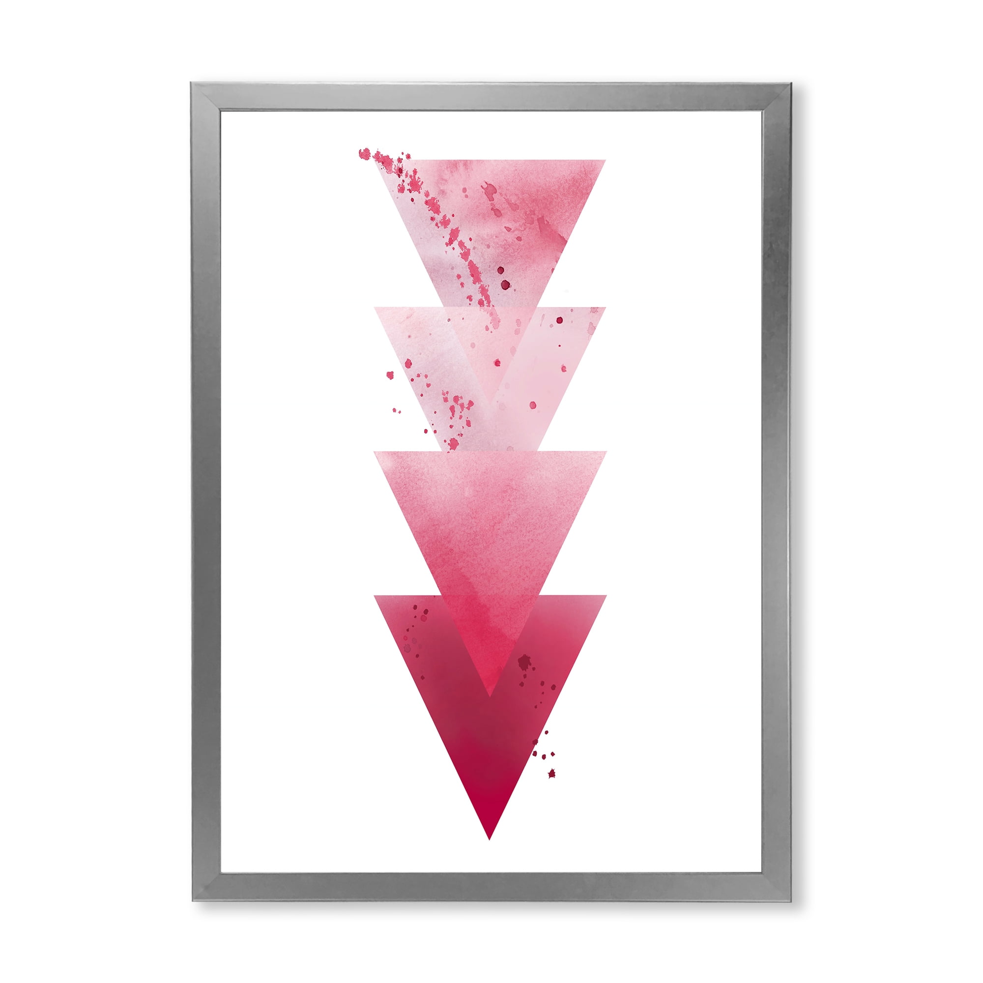 Designart 'Abstract Geometric Art Red Triangles Composition' Modern Framed Art Print