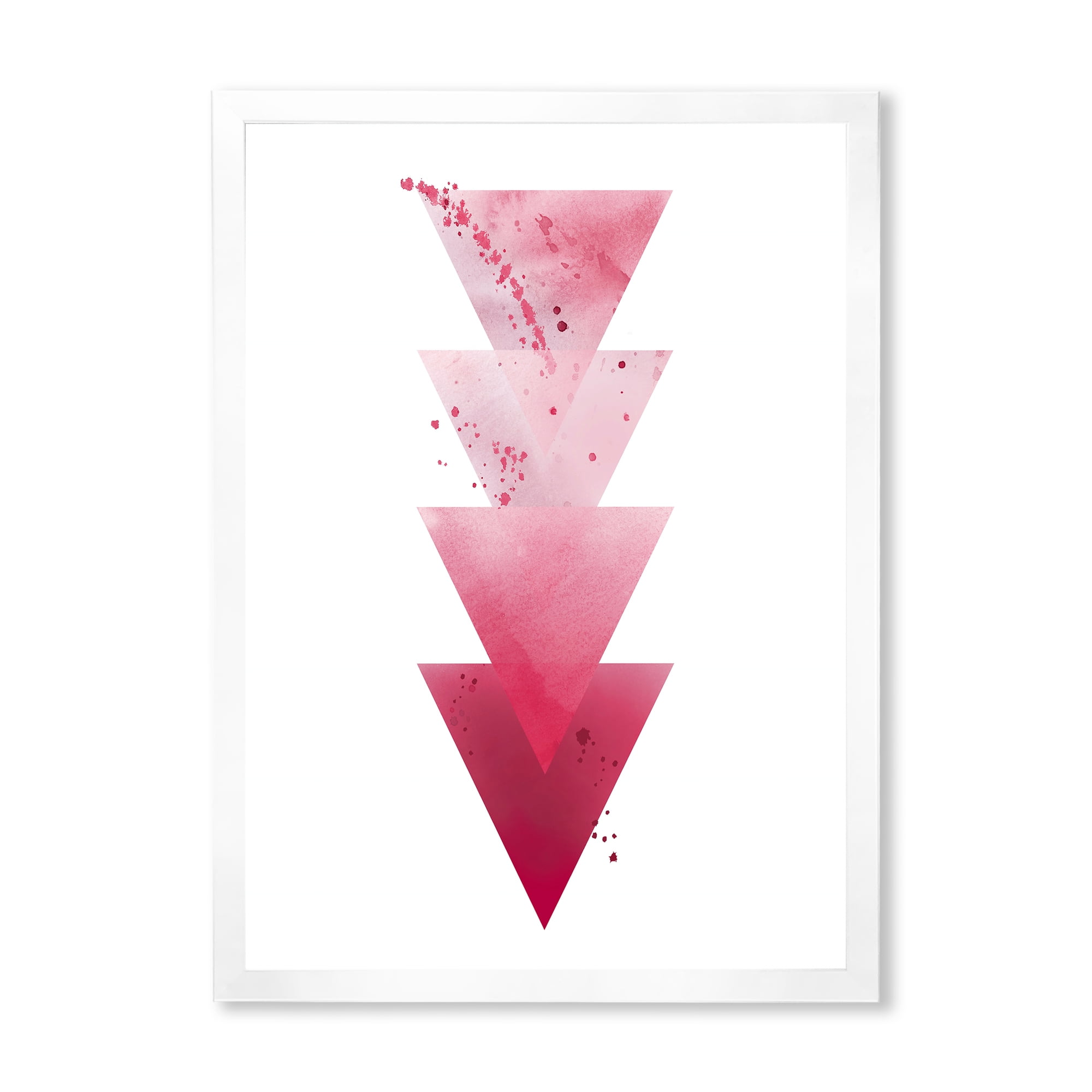Designart 'Abstract Geometric Art Red Triangles Composition' Modern Framed Art Print