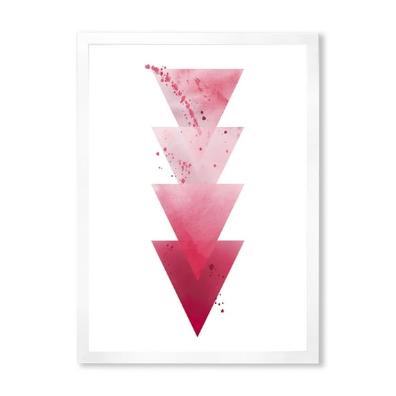 Designart 'Abstract Geometric Art Red Triangles Composition' Modern Framed Art Print