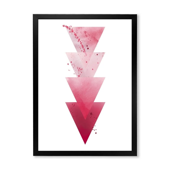 Designart 'Abstract Geometric Art Red Triangles Composition' Modern Framed Art Print