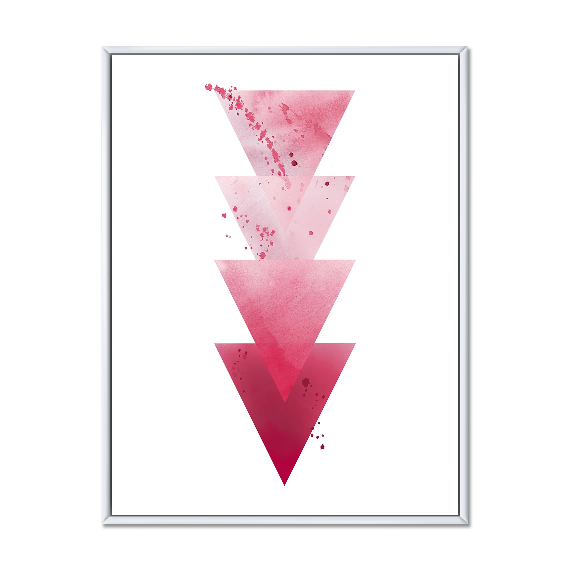 Designart 'Abstract Geometric Art Red Triangles Composition' Modern Framed Canvas Wall Art Print
