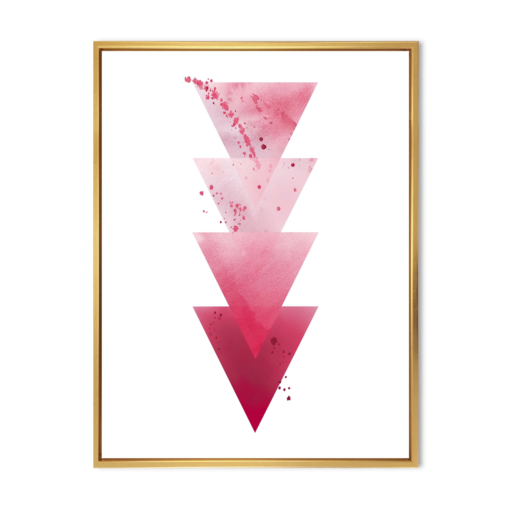 Designart 'Abstract Geometric Art Red Triangles Composition' Modern Framed Canvas Wall Art Print