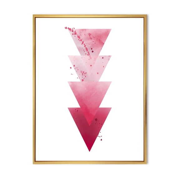 Designart 'Abstract Geometric Art Red Triangles Composition' Modern Framed Canvas Wall Art Print