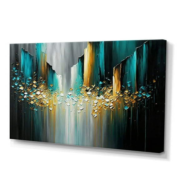 Designart Abstract Geometric Black And Green I Canvas Wall Art
