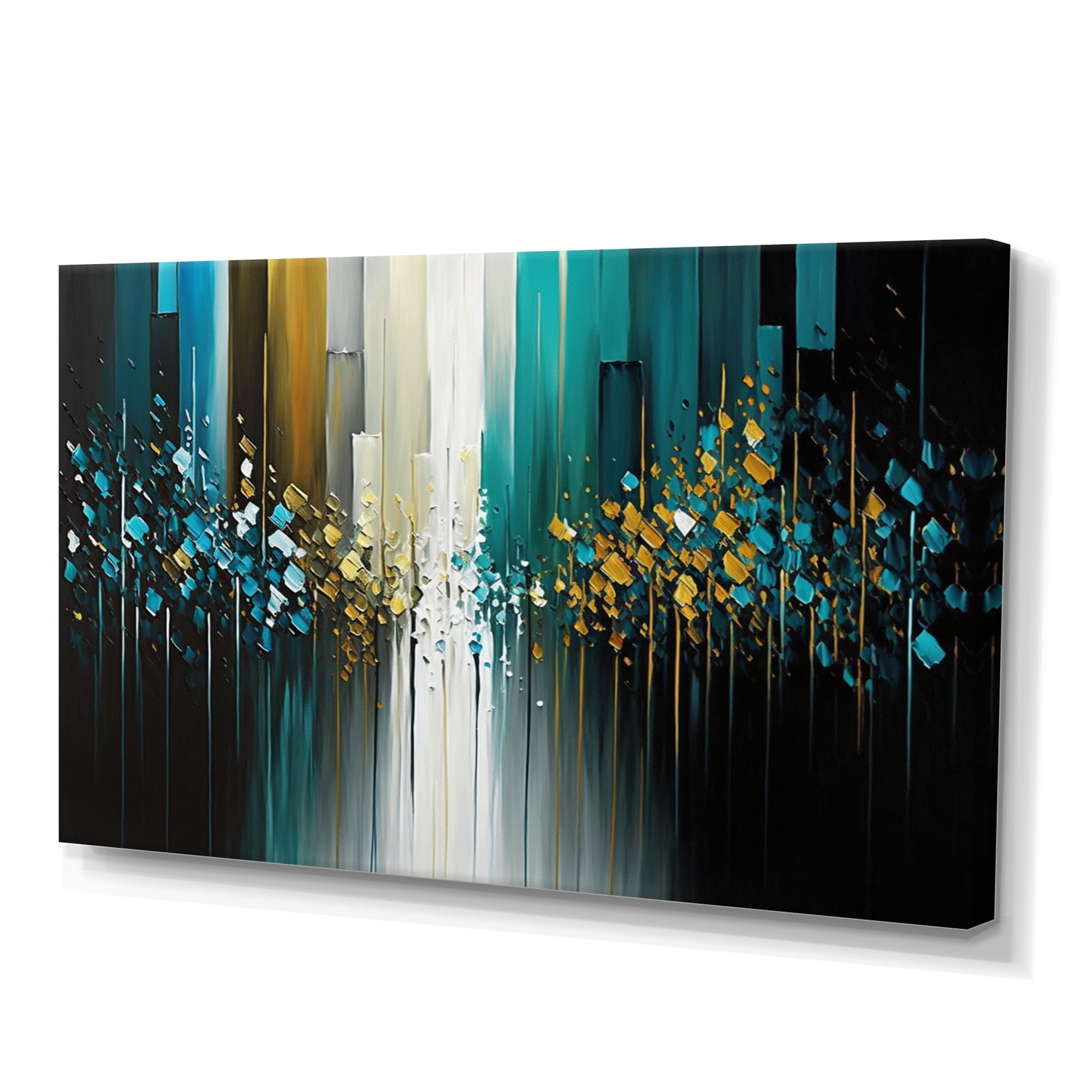 Designart Abstract Geometric Black And Green II Canvas Wall Art