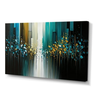 Designart Abstract Geometric Black And Green II Canvas Wall Art