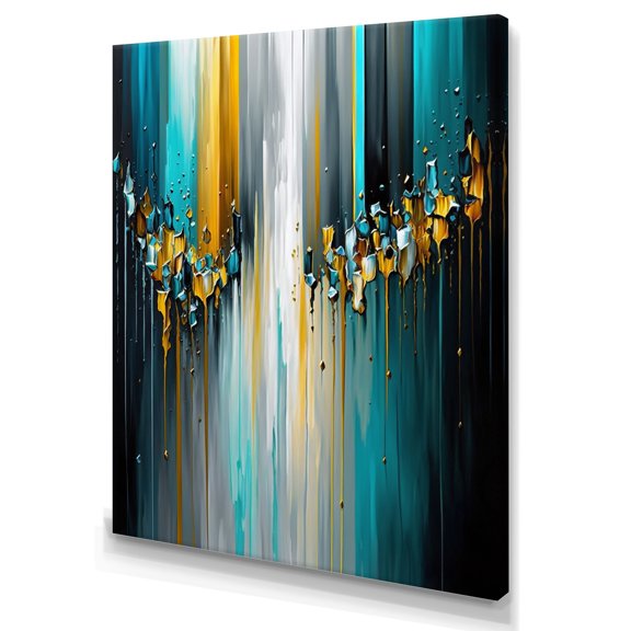Designart Abstract Geometric Black And Green IV Canvas Wall Art
