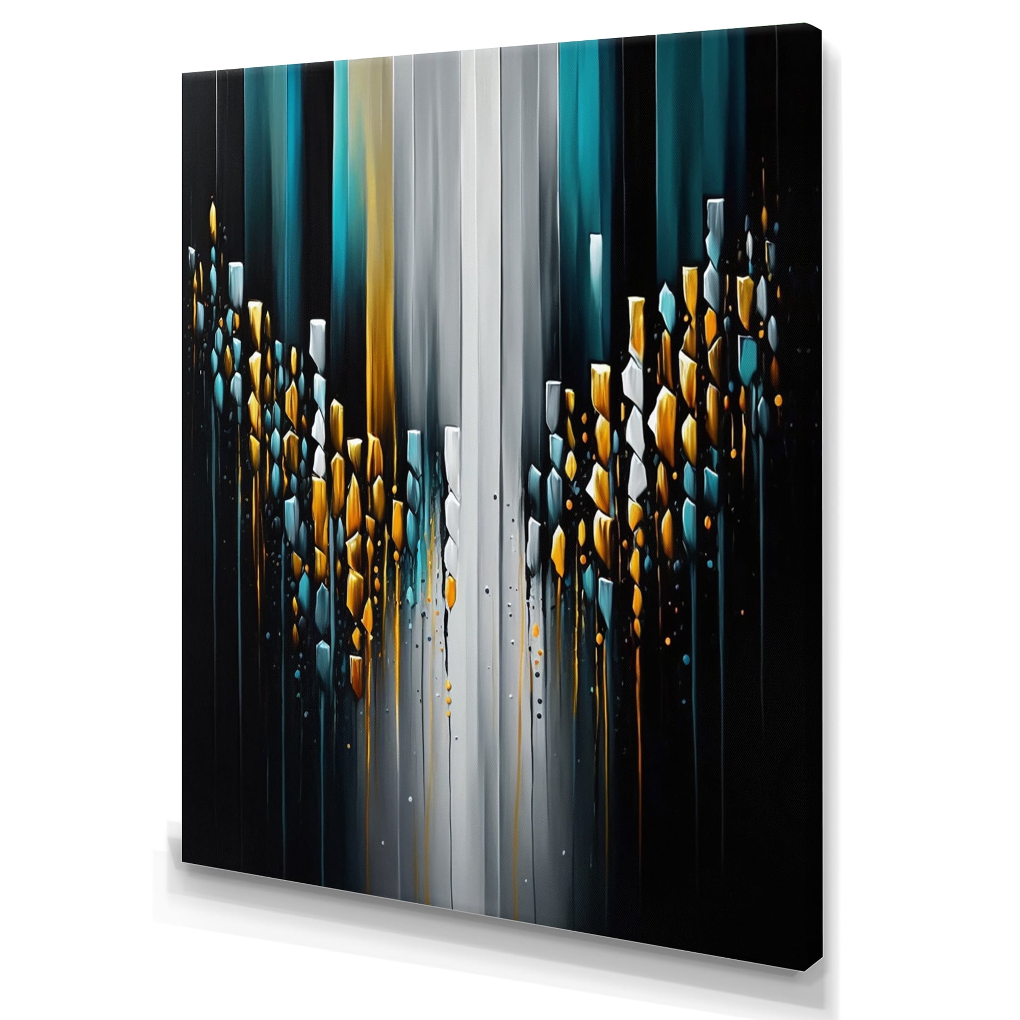 Designart Abstract Geometric Black And Green V Canvas Wall Art