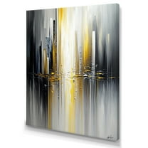 Designart Abstract Geometric Black And Yellow II Canvas Wall Art