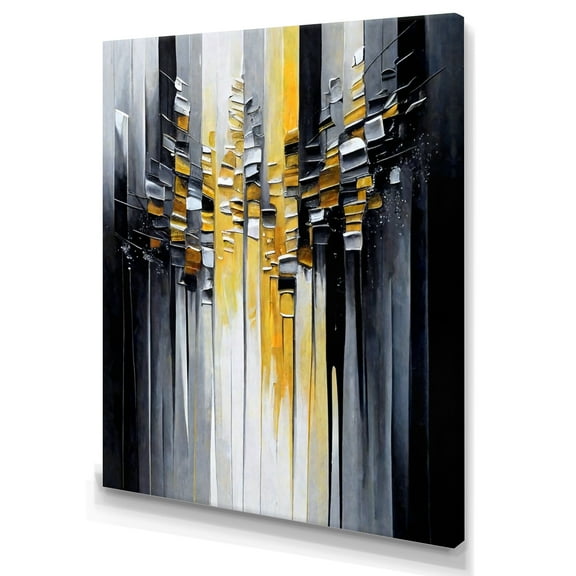 Designart Abstract Geometric Black And Yellow III Canvas Wall Art