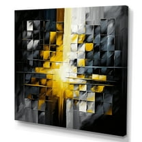 Designart Abstract Geometric Black And Yellow IV Canvas Wall Art