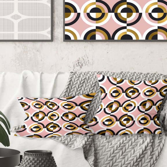 Designart Abstract Geometric Circular Retro I' Mid-Century Modern Throw Pillow - 16x16