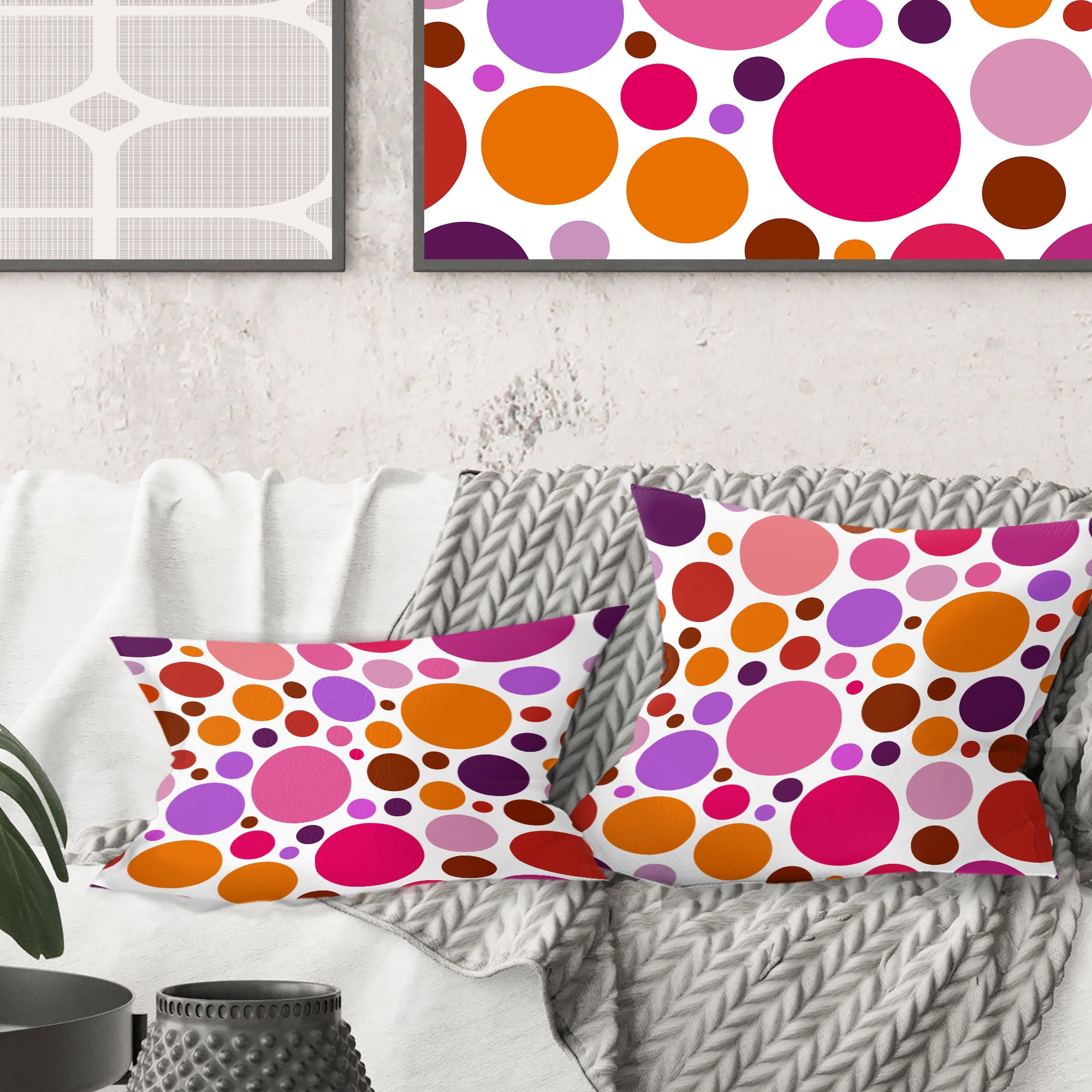 Designart Abstract Geometric Circular Retro II' Mid-Century Modern Throw Pillow - 16x16