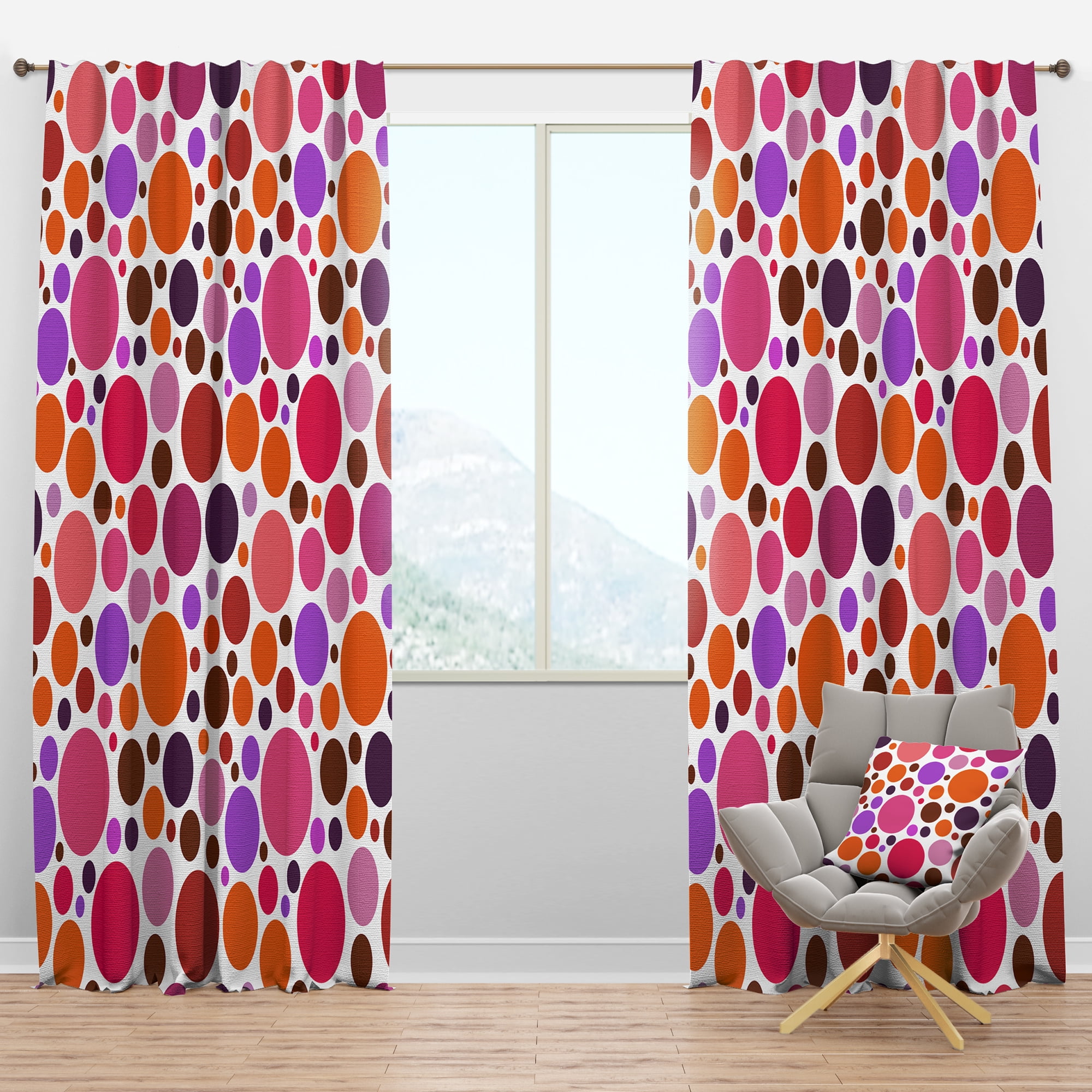 Designart 'Abstract Geometric Circular Retro Pattern II' Mid-Century Modern Blackout Curtain Panel