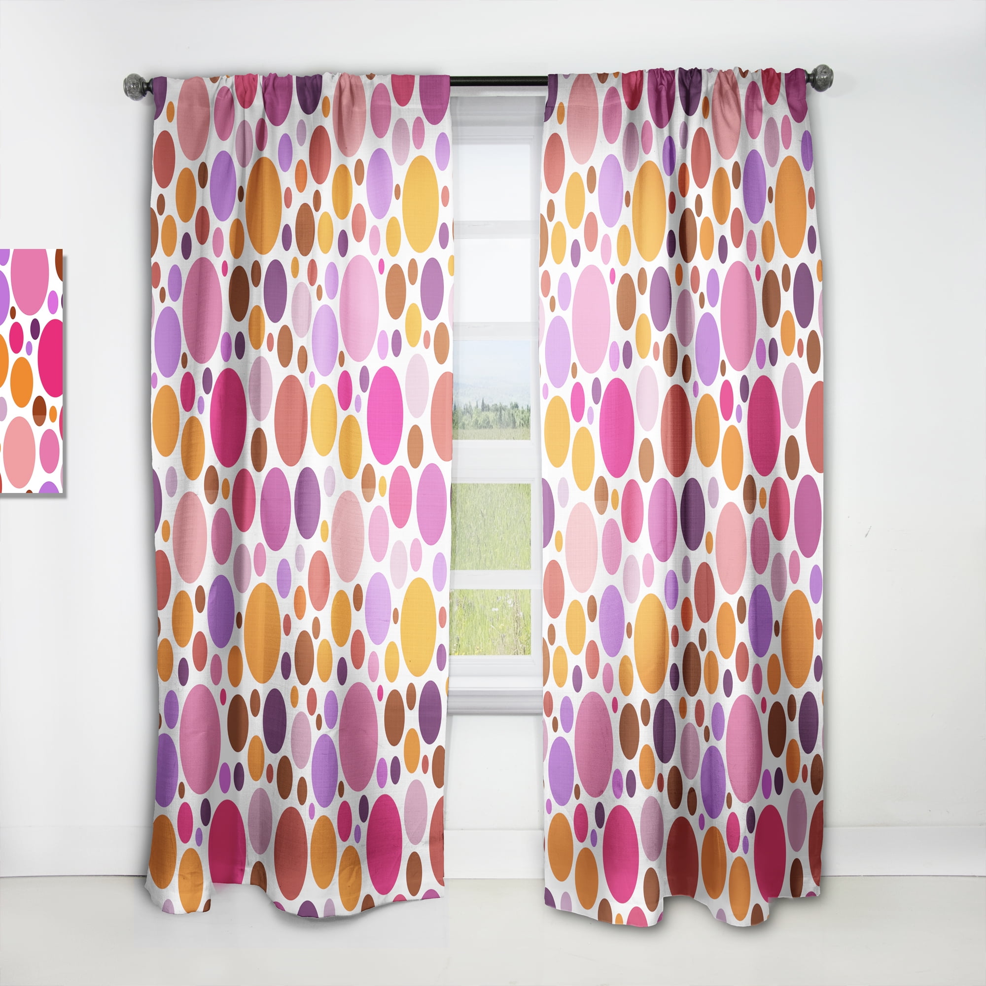 Designart 'Abstract Geometric Circular Retro Pattern II' Mid-Century Modern Curtain Panel