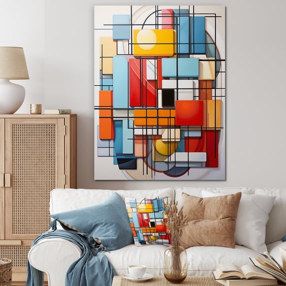 Designart "Abstract Geometric Composition I" Abstract Spirals Canvas Print