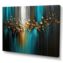 Designart Abstract Geometric Green And Gold Canvas Wall Art