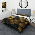 thumbnail image 1 of Designart "Abstract Geometric Grunge Gold Cubes II" Abstract Geometric Bedding Covert Set - Abstract Gold Modern Bed Set With 2 Shams, 1 of 5