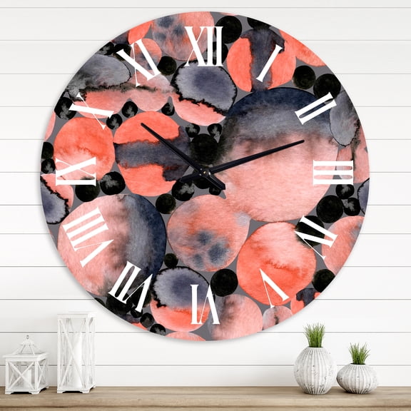 Designart 'Abstract Geometric Polka Dots' Modern Wall Clock