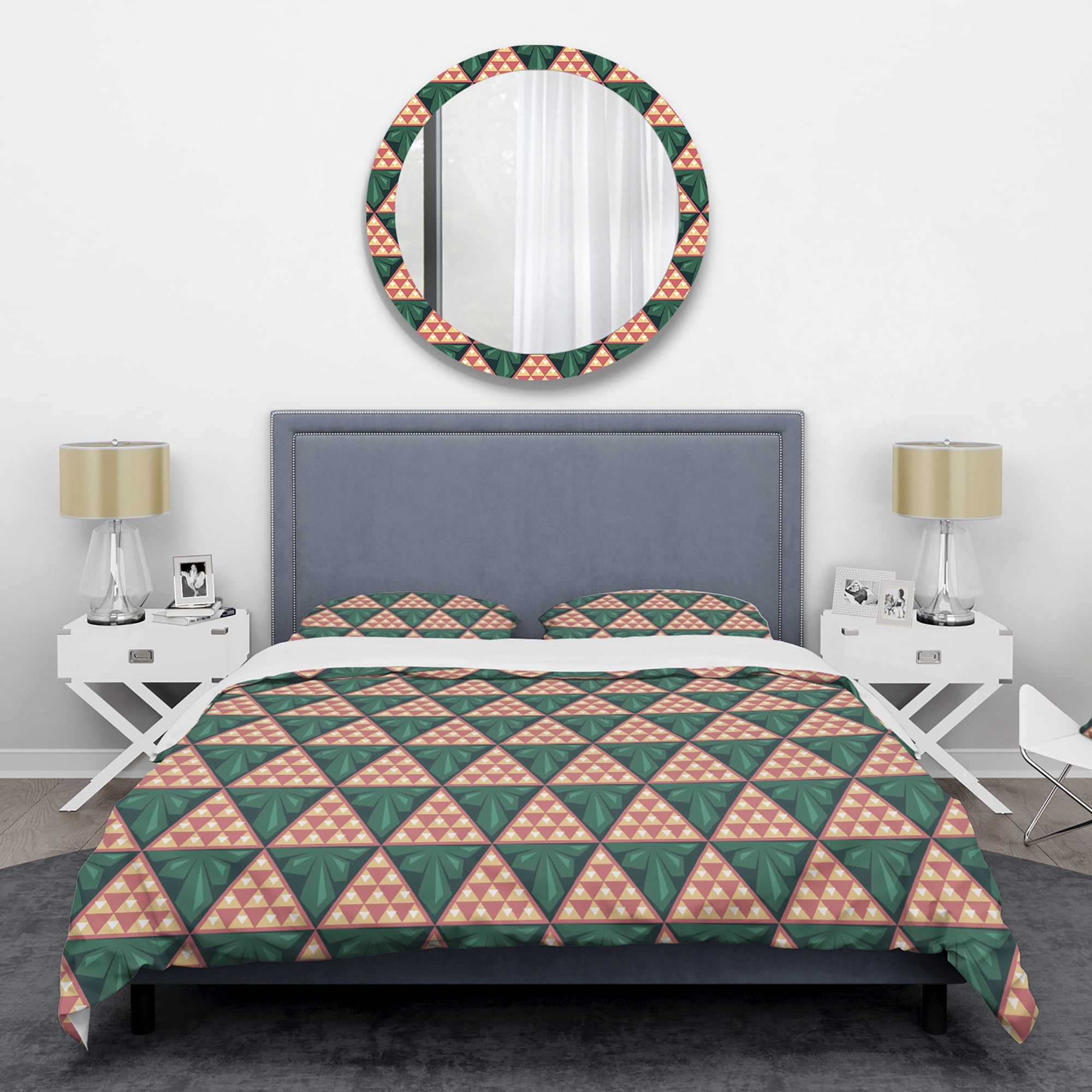 Designart 'Abstract Geometric Retro II' Mid-Century Modern Duvet Cover Set