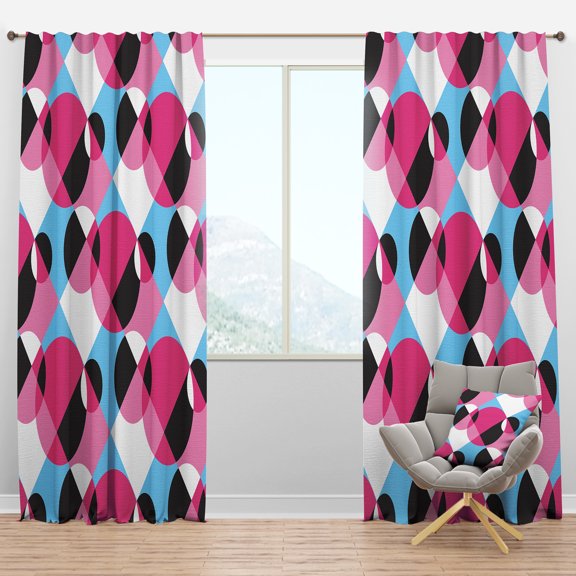 Designart 'Abstract Geometric Retro Pattern I' Mid-Century Modern Blackout Curtain Panel