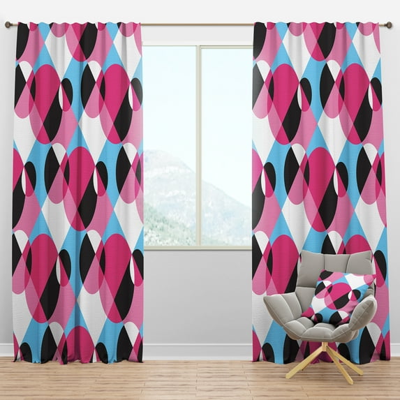 Designart 'Abstract Geometric Retro Pattern I' Mid-Century Modern Blackout Curtain Panel