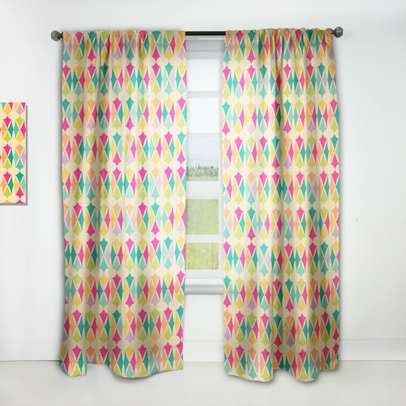 Designart 'Abstract Geometric Retro Pattern II' Mid-Century Modern Curtain Panel