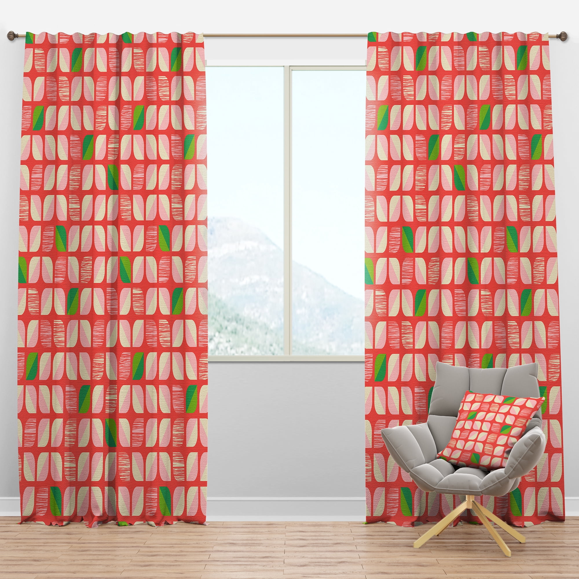 Designart 'Abstract Geometric Retro Pattern III' Mid-Century Modern Blackout Curtain Panel