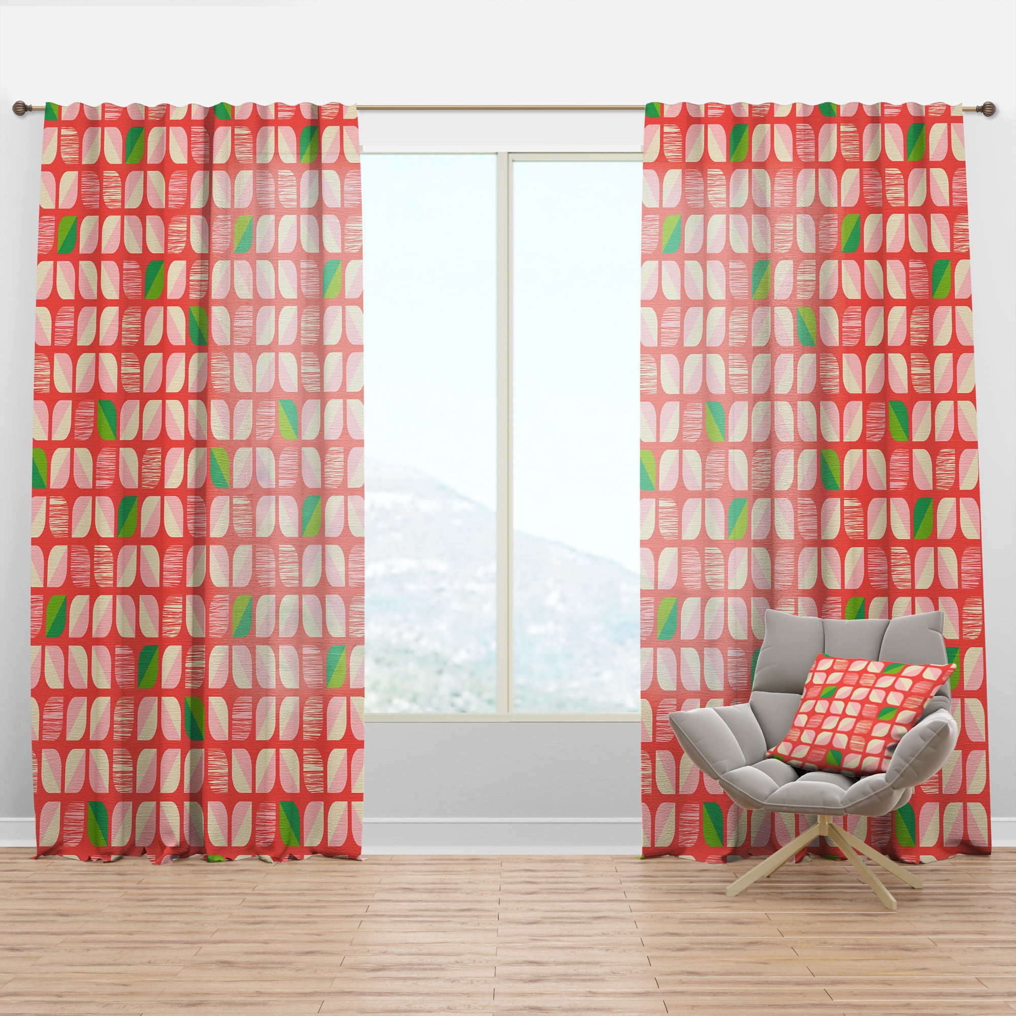 Designart 'Abstract Geometric Retro Pattern III' Mid-Century Modern Curtain Panel