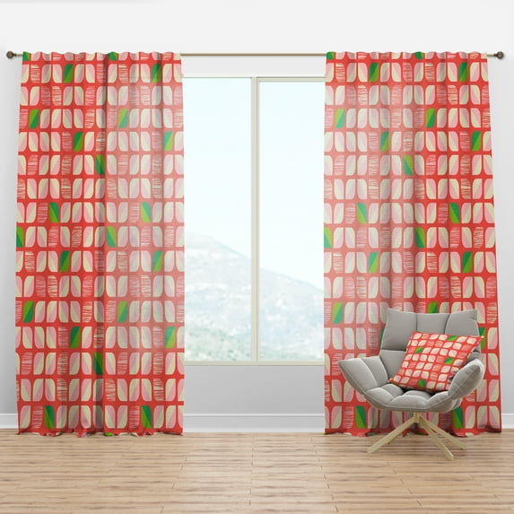 Designart 'Abstract Geometric Retro Pattern III' Mid-Century Modern Curtain Panel