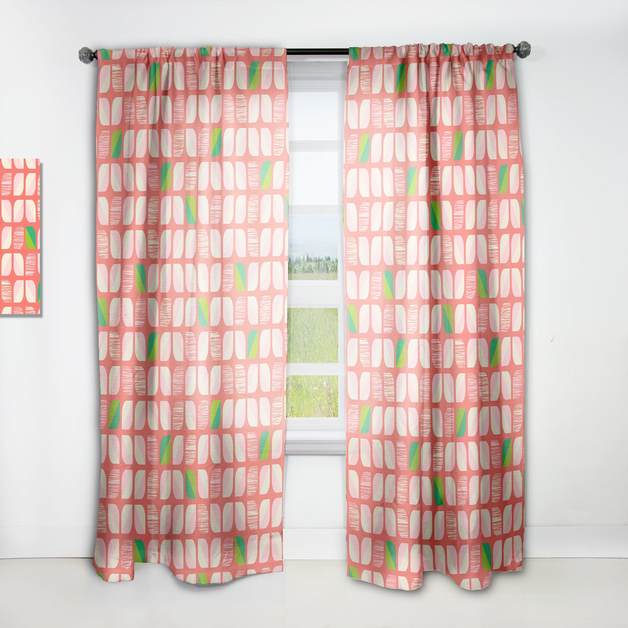 Designart 'Abstract Geometric Retro Pattern III' Mid-Century Modern Curtain Panel