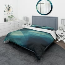 Designart 'Abstract Geometric Shades of Blue' Modern & Contemporary Duvet Cover Set