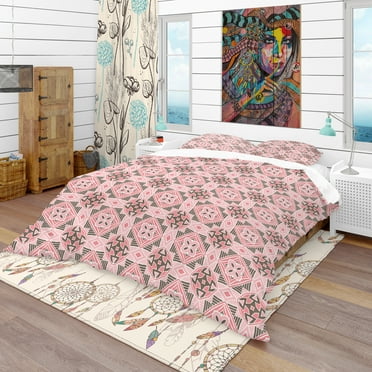 Designart 'Abstract Geometric Tiles Bohemian' Bohemian & Eclectic Duvet Cover Set