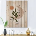 thumbnail image 1 of Designart 'Abstract Geometrical Leaf With Moon I' Modern Print on Natural Pine Wood, 1 of 5