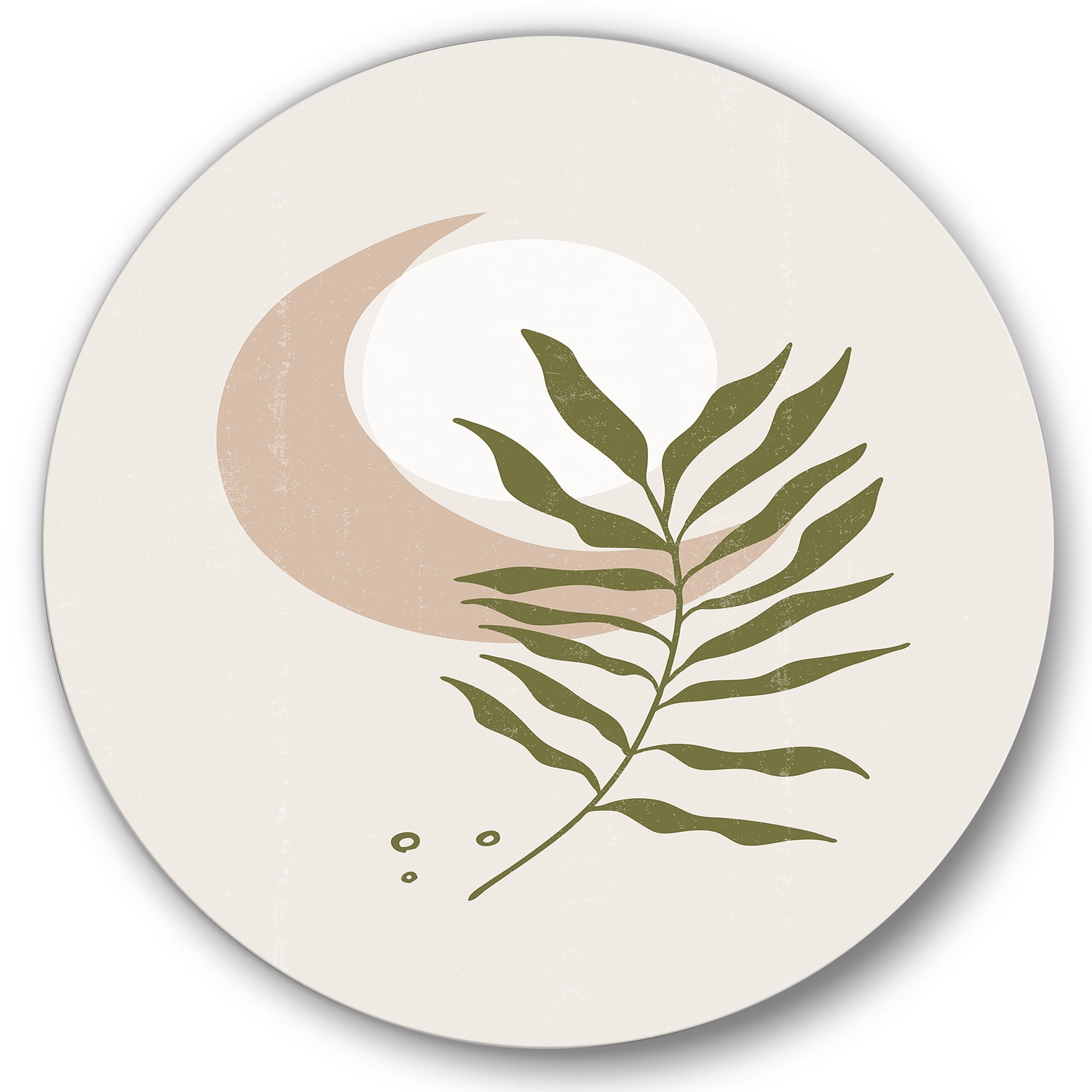 Designart 'Abstract Geometrical Leaf With Moon II' Modern Circle Metal Wall Art 11x11 - Disc of 11