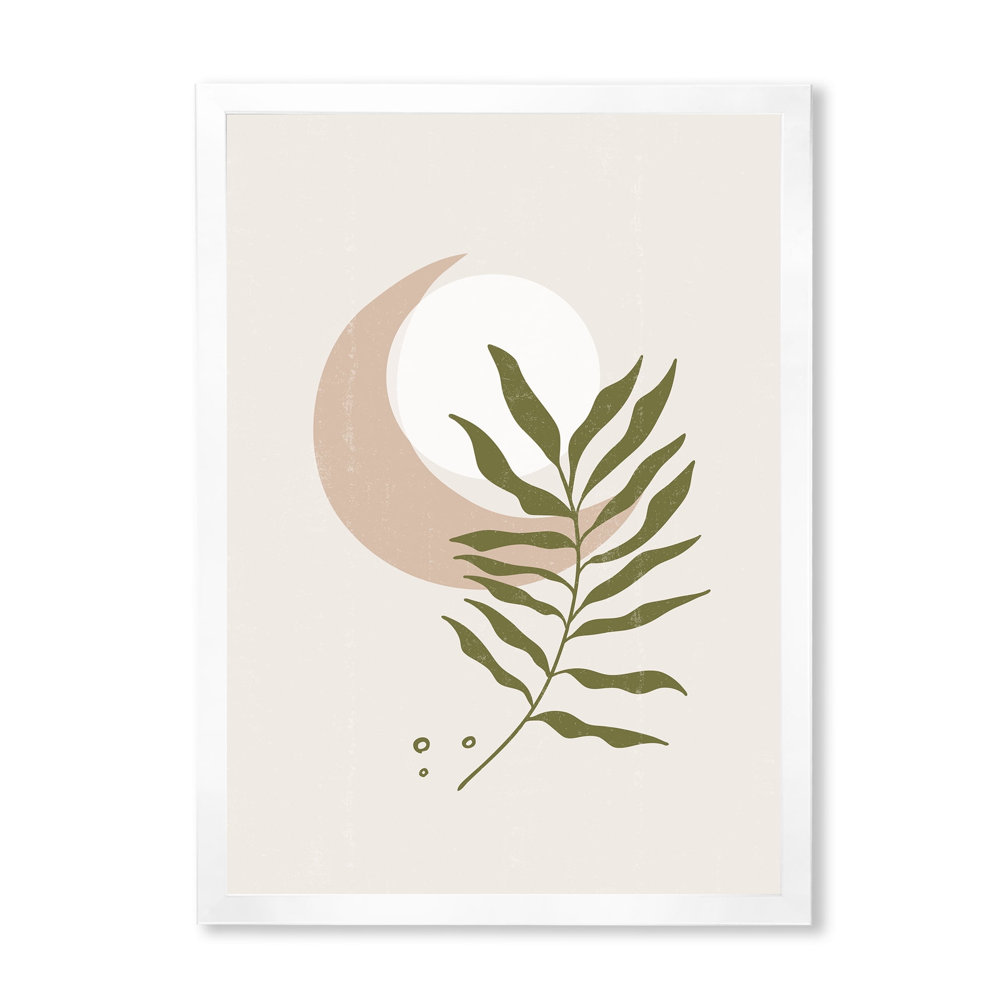 Designart 'Abstract Geometrical Leaf With Moon II' Modern Framed Art Print