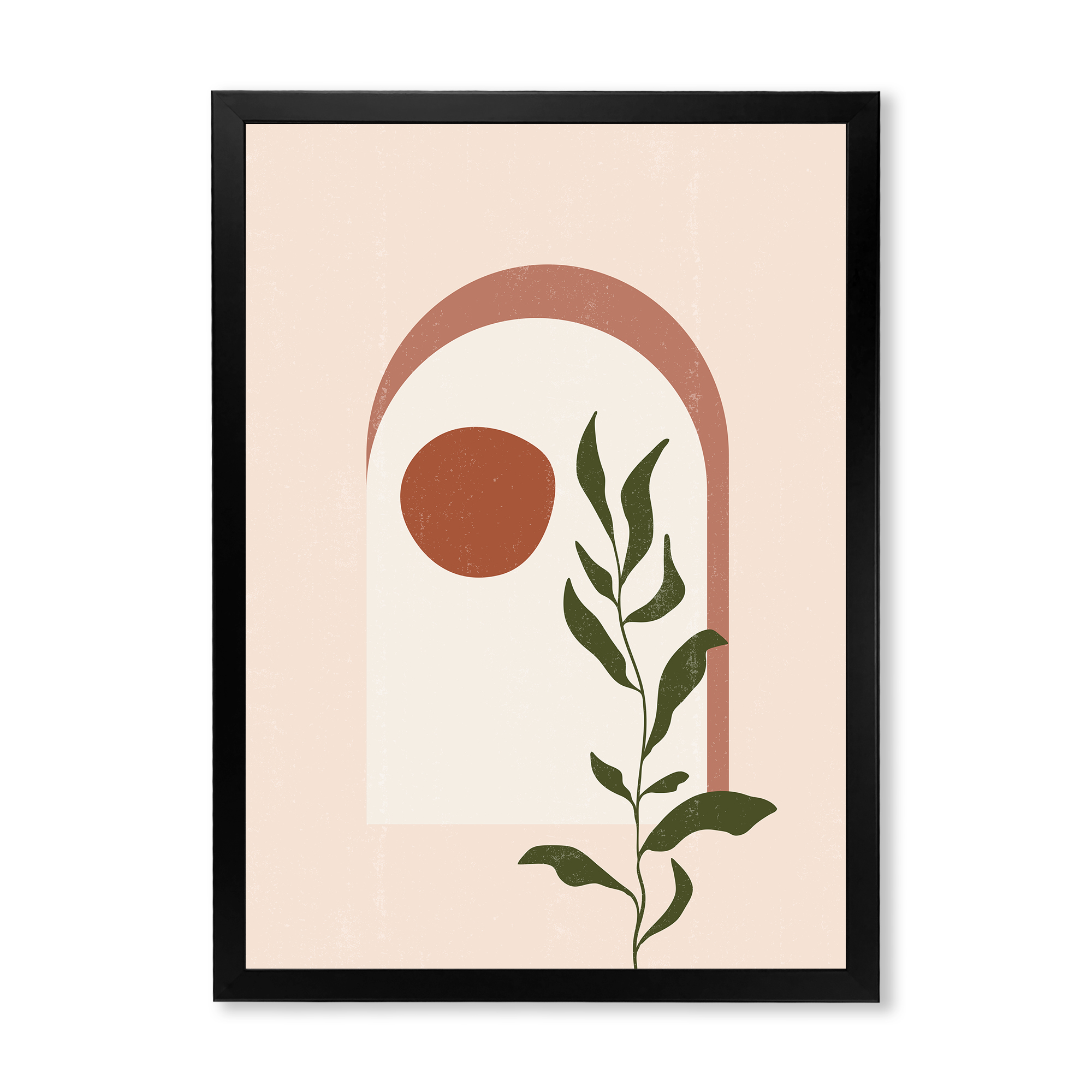 Designart 'Abstract Geometrical Leaf With Moon III' Modern Framed Art Print