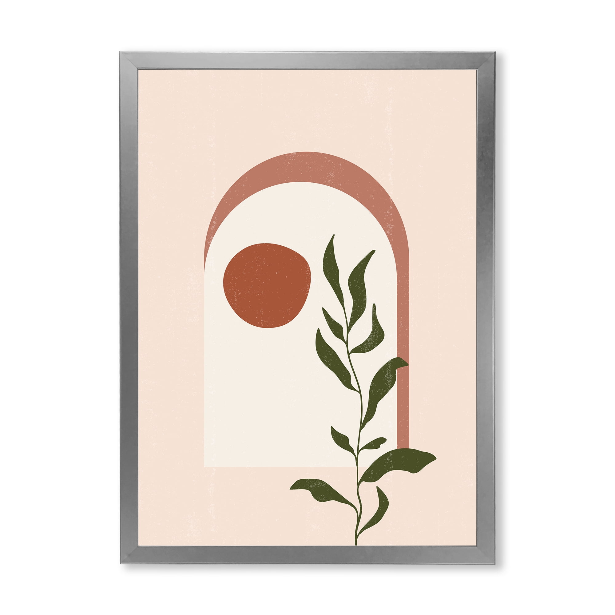 Designart 'Abstract Geometrical Leaf With Moon III' Modern Framed Art Print