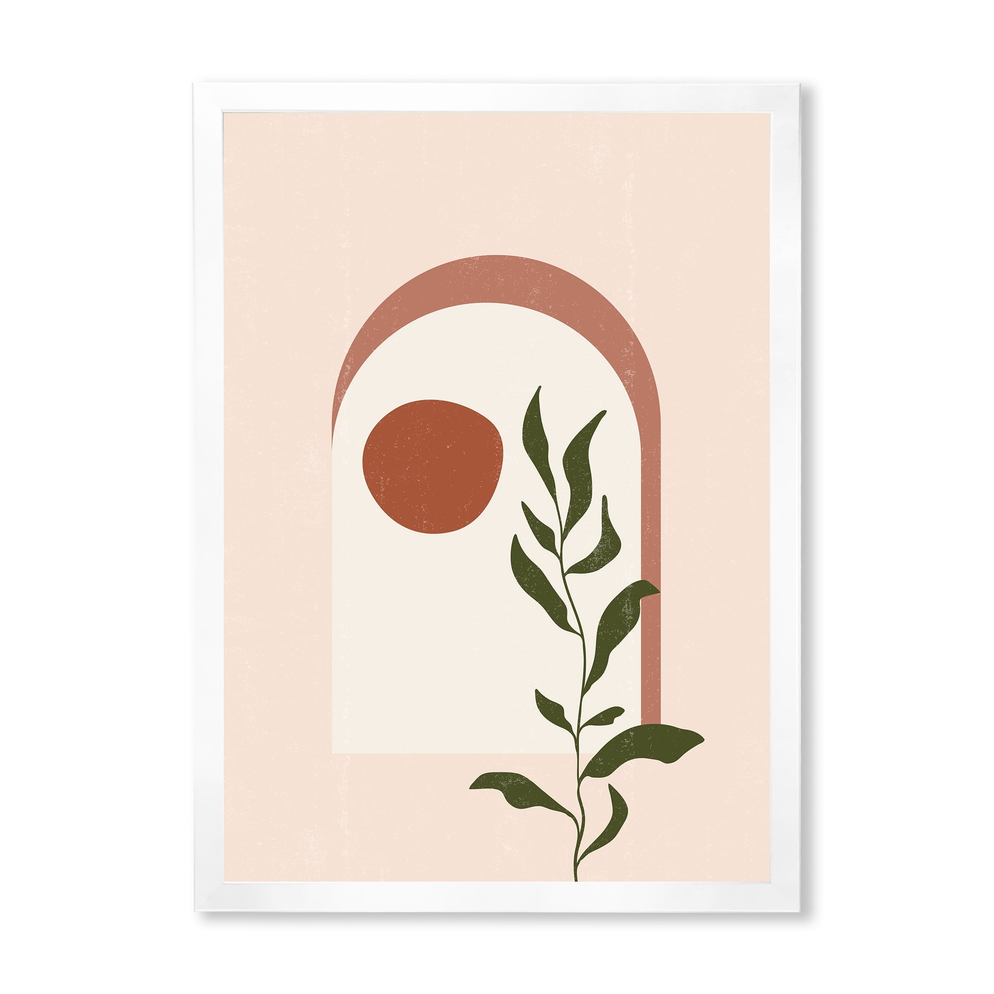 Designart 'Abstract Geometrical Leaf With Moon III' Modern Framed Art Print