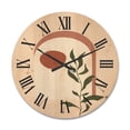 thumbnail image 1 of Designart 'Abstract Geometrical Leaf With Moon III' Modern Wood Wall Clock, 1 of 5