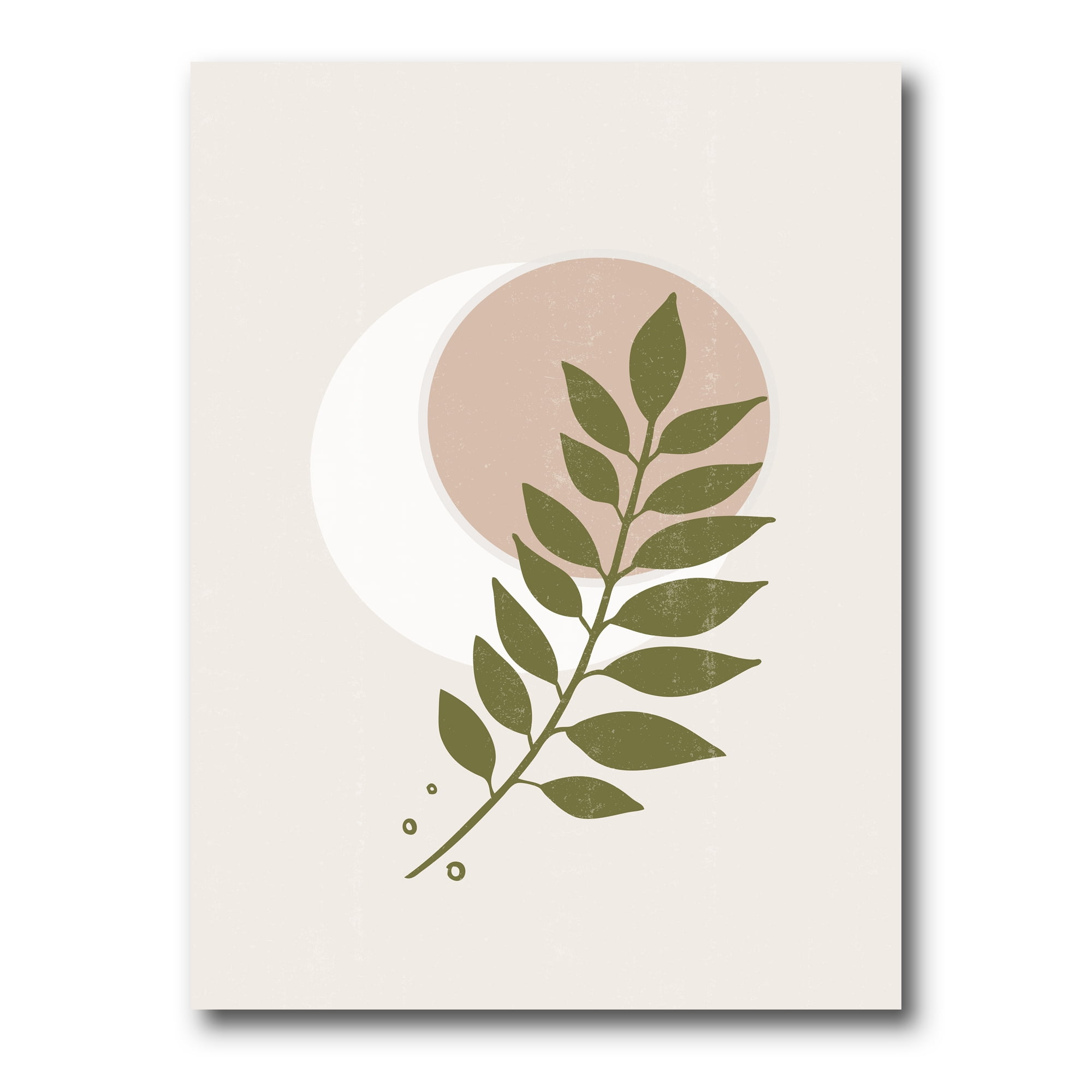 Designart ' Abstract Geometrical Leaf With Moon IV ' Modern Canvas Wall Art Print