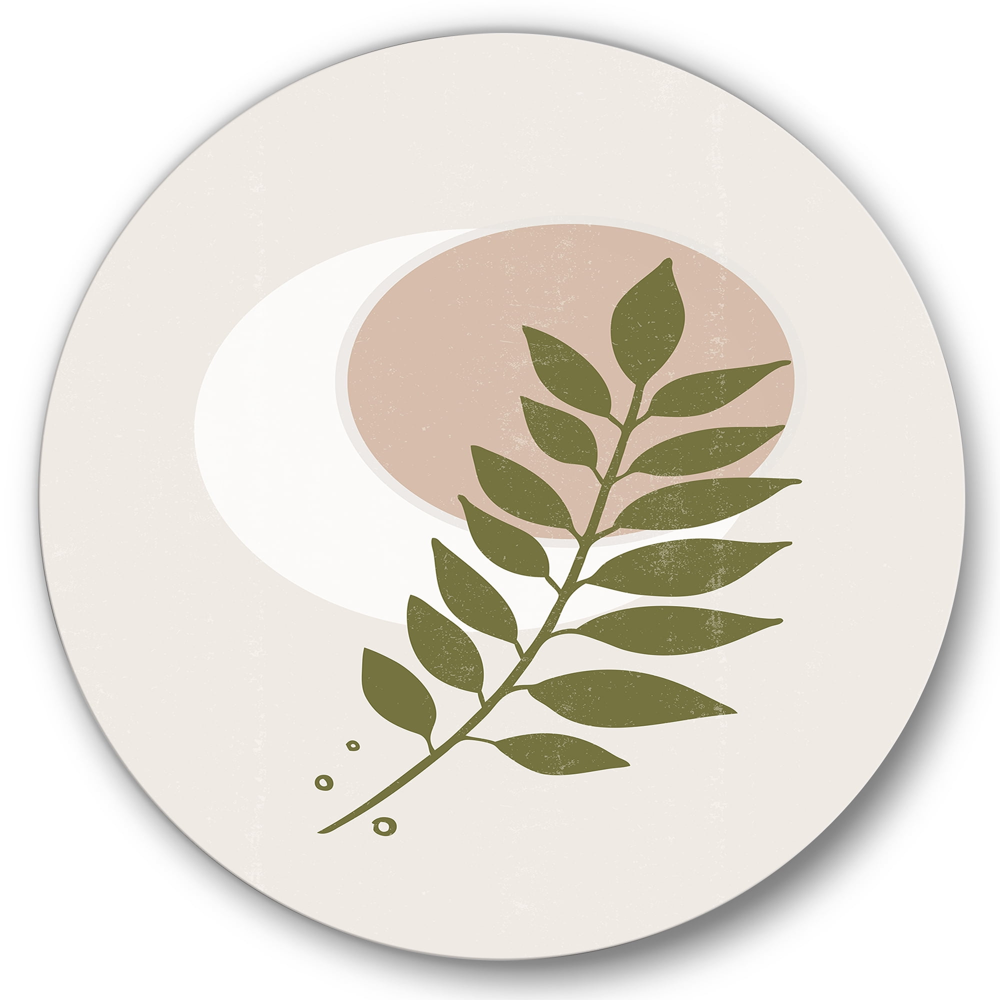Designart 'Abstract Geometrical Leaf With Moon IV' Modern Circle Metal Wall Art 29x29 - Disc of 29