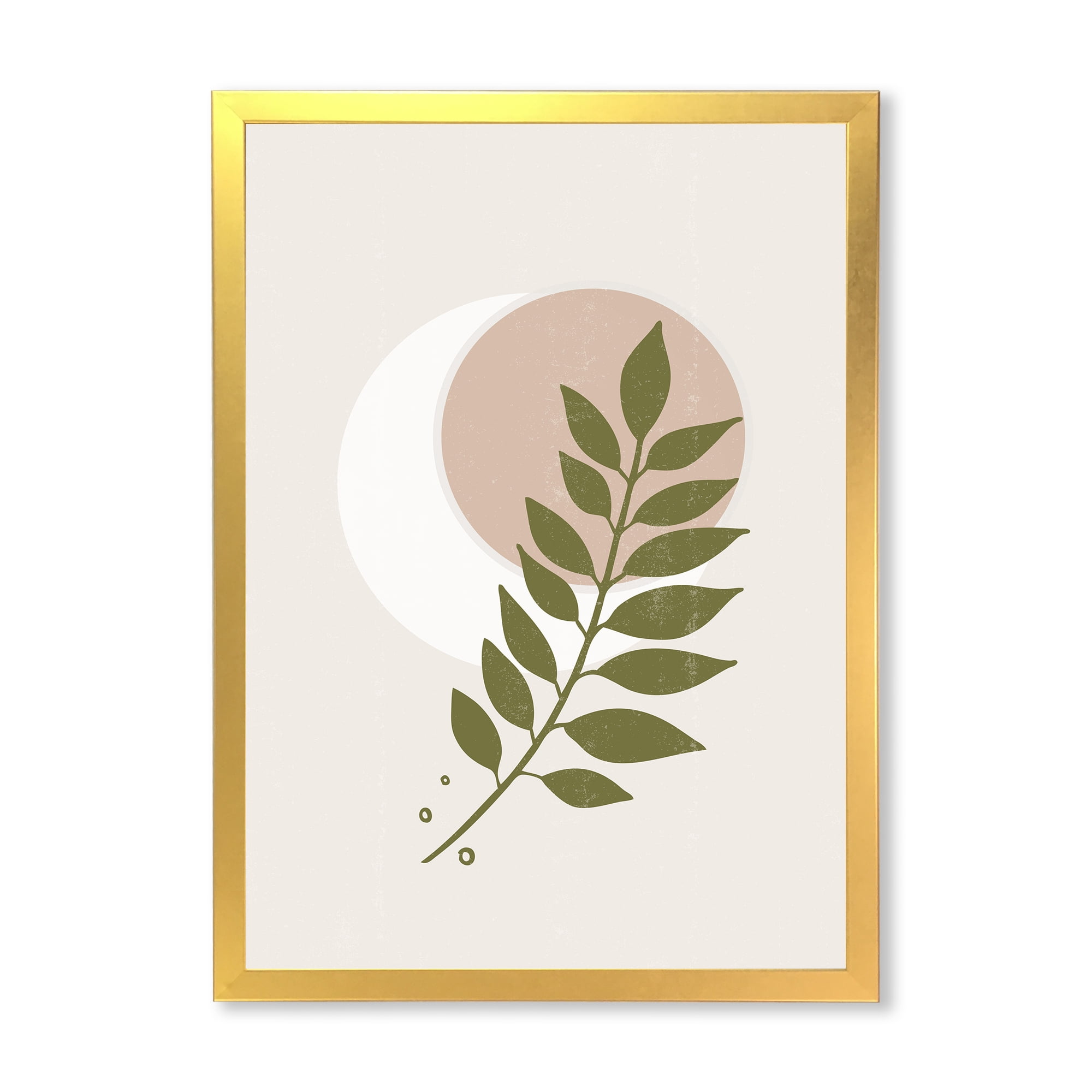 Designart 'Abstract Geometrical Leaf With Moon IV' Modern Framed Art Print
