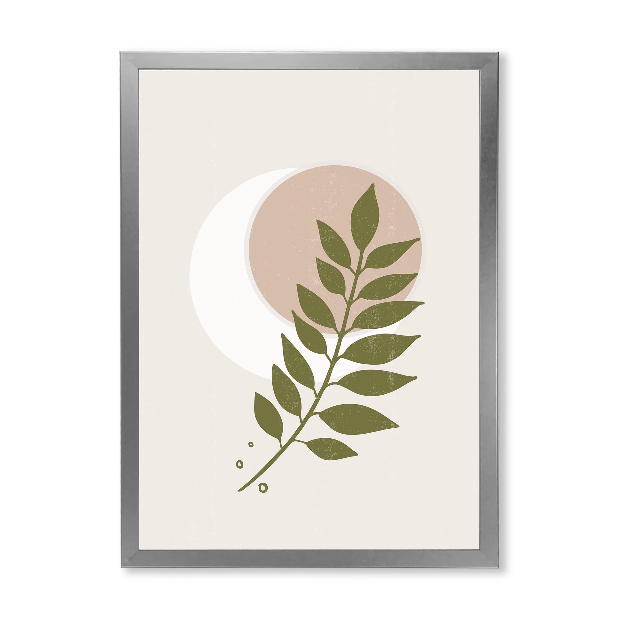 Designart 'Abstract Geometrical Leaf With Moon IV' Modern Framed Art Print