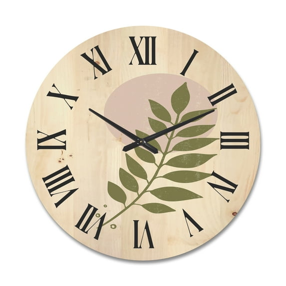 Designart 'Abstract Geometrical Leaf With Moon IV' Modern Wood Wall Clock